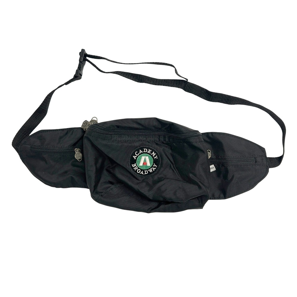 Vintage Academy Broadway Black Nylon Fanny Pack Waist Belt Bag Travel Hiking